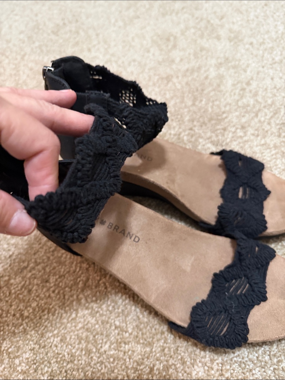 Lucky Brand Black Crochet Ankle Strap Heels - Picture 3 of 5